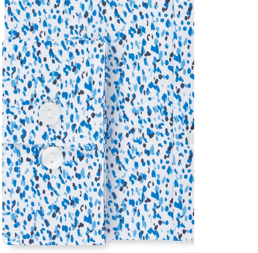 Kenneth Cole Reaction Men's All Day Flex Slim-Fit Performance Stretch Printed Dress Shirt Blue Size 16X34-35