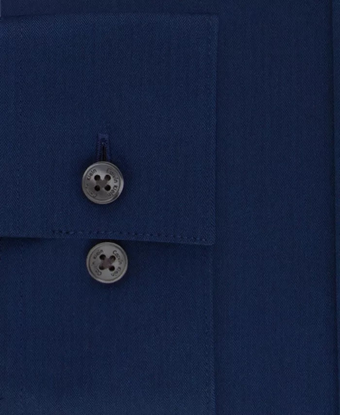 Calvin Klein Men's Slim Fit Non Iron Performance Herringbone Point Collar Dress Shirt Purple Size 15-34-35