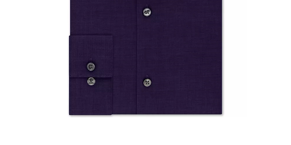 Calvin Klein Steel Men's Slim Fit Non Iron Performance Herringbone Point Collar Dress Shirt Purple Size 16X34-35