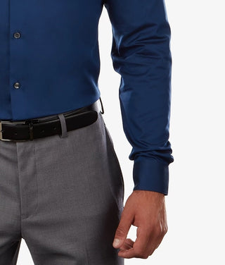 Calvin Klein Men's Steel Extra-Slim Fit Non-Iron Performance Herringbone Dress Shirt Med Blue Size 32-33