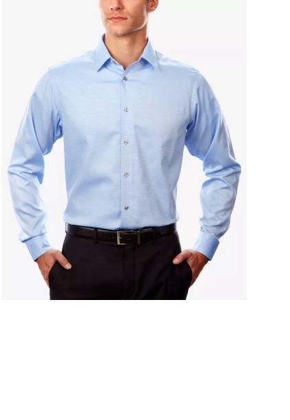 Calvin Klein Men's Steel Classic Regular Non Iron Stretch Performance Dress Shirt Navy Size 15.5X32X33