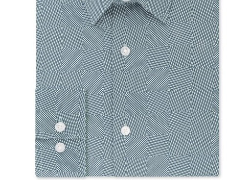 Calvin Klein Men's Steel Slim-Fit Non-Iron Performance Stretch Print Dress Shirt Green Size 34-35