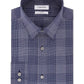 Calvin Klein Steel Men's Steel Slim-Fit Stretch Performance Non-Iron Temperature Regulating Blue Check Dress Shirt Navy Size 36x37