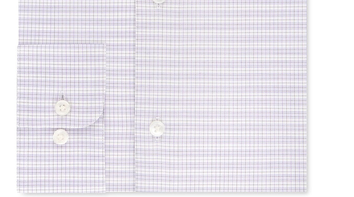 Calvin Klein Men's Steel Classic/Regular-Fit Non-Iron Performance Stretch Check Dress Shirt Purple Size 17X34-35