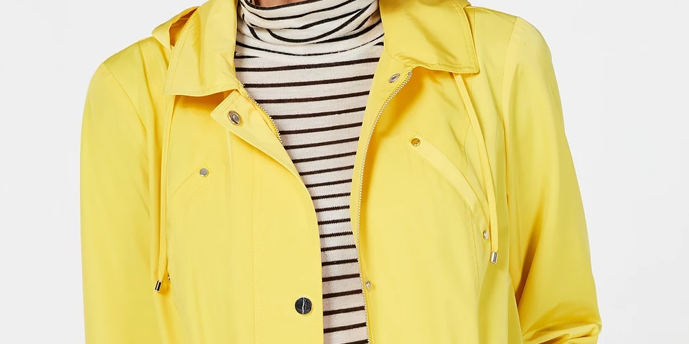 Charter Club Women's Petite Anorak Rain Jacket Gold Size Petite