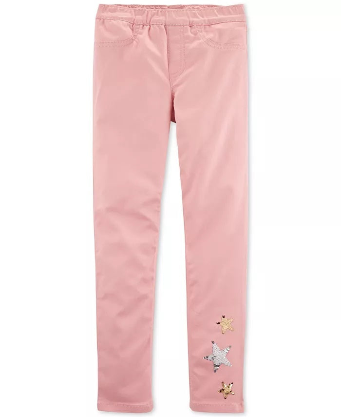 Carter's Little & Big Girls Stars Pull-On Twill Jeggings Pink Size 7