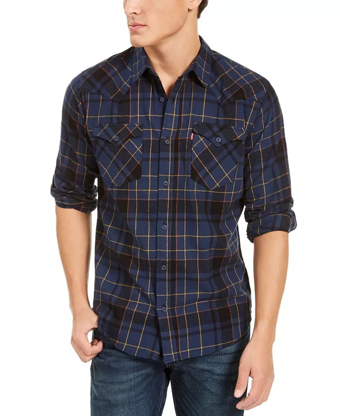 Levi's Men's Curran Regular Fit Plaid Shirt Blue Size XX-Large