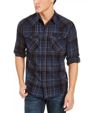Levi's Men's Curran Regular Fit Plaid Shirt Blue Size XX-Large