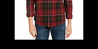 Levi's Men's Booth Regular-Fit Plaid Flannel Shirt Red overflw Size Medium