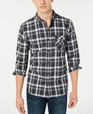 Levi's Men's Reese Plaid Shirt Dark Gray Size X-Large
