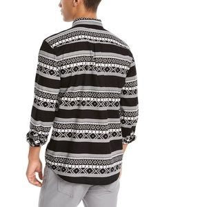 Levi's Men's Norte Regular Fit Geo Stripe Shirt Grey Size Small