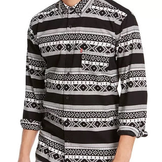 Levi's Men's Norte Regular Fit Geo Stripe Shirt Grey Size Small