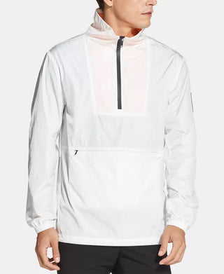 DKNY Men's Logo-Print 1/4-Zip Jacket White Size X- Large
