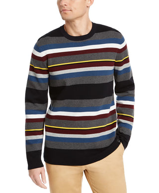 DKNY Men's Roadmap Regular-Fit Stripe Sweater Navy Size Large