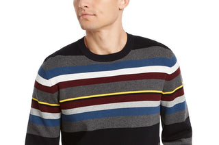 DKNY Men's Roadmap Regular-Fit Stripe Sweater Navy Size Large