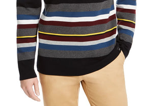 DKNY Men's Roadmap Regular-Fit Stripe Sweater Navy Size Large