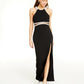 Sequin Hearts Juniors' Illusion-Waist Halter Gown Black Size 1