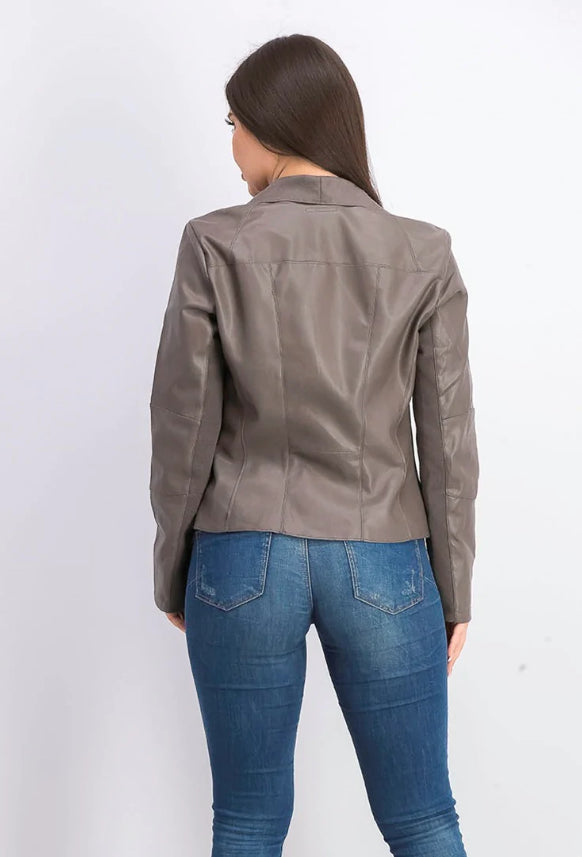 Bar III Women's Flyaway Faux-Leather Jacket Brown Size X-Small