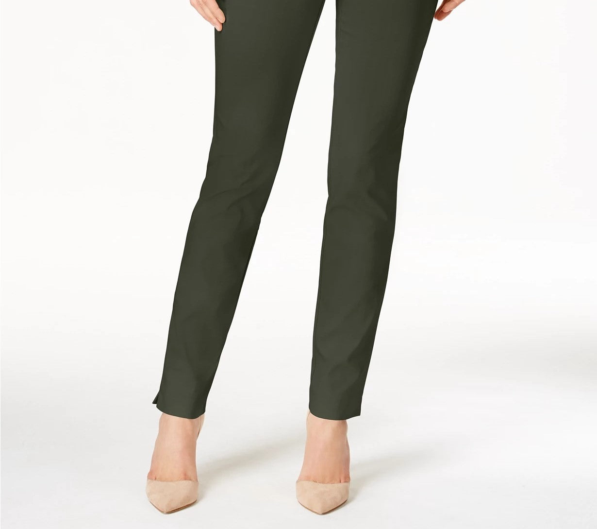 Charter Club Women's Petite Cambridge Tummy-Control Slim-Leg Pants Green Size 10P