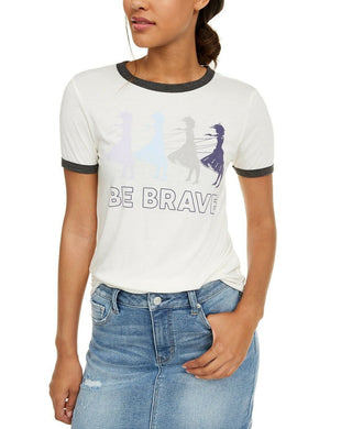 Disney Juniors' Frozen Be Brave Ringer T-Shirt Blue Size Extra Large
