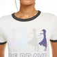 Disney Juniors' Frozen Be Brave Ringer T-Shirt Blue Size Extra Large