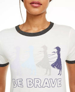 Disney Juniors' Frozen Be Brave Ringer T-Shirt Blue Size Extra Large