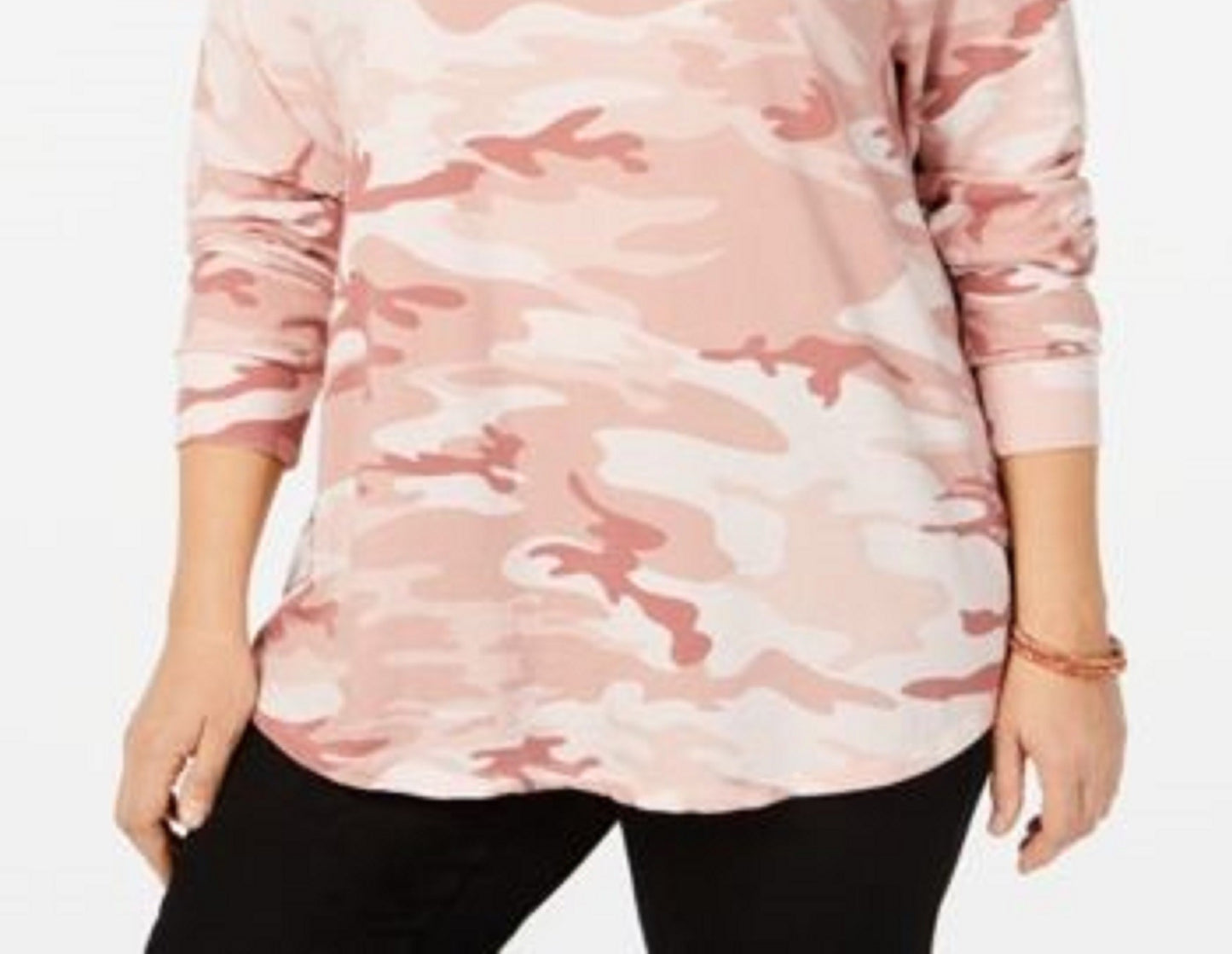 Love Tribe Women's Trendy Plus Size Camo-Print Sweatshirt Pink Size 3X