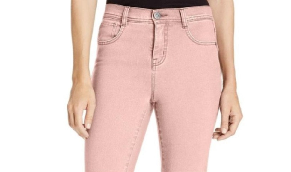 Style & Co Women's Tummy Control Slim Leg Denim Jeans Pink Size 16 Petite