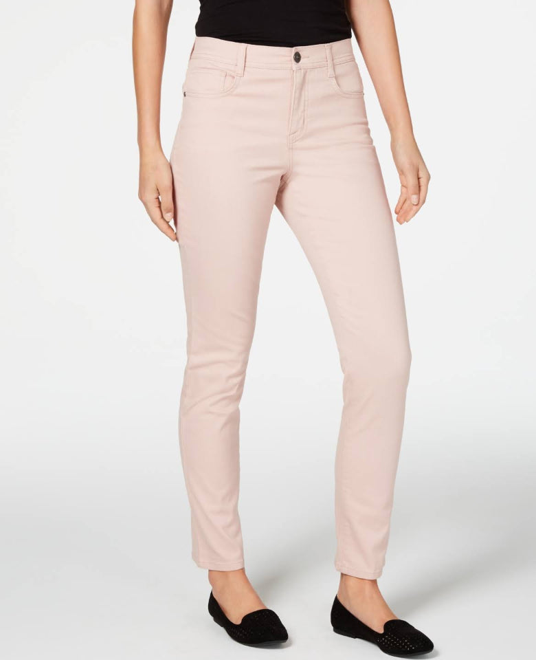 Style & Co.Women's Tummy Control Slim Leg Denim Jeans Pink Size 8 Petite