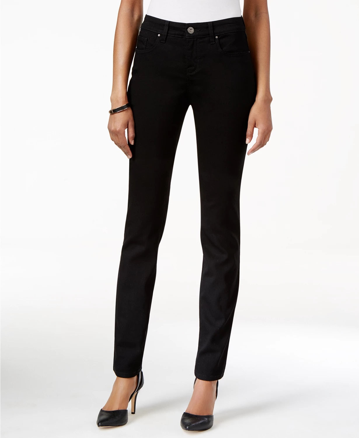 Style & Co Women's Curvy-Fit Skinny Jeans Regular Short And Long Lengths Black Size 8
