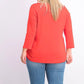 Charter Club Women's Boat Neck Button Shoulder Top Orange Size X-Small