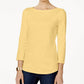 Charter Club Woemn's Petite Pima Cotton Button-Shoulder Top Gold Size Medium