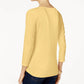 Charter Club Woemn's Petite Pima Cotton Button-Shoulder Top Gold Size Medium