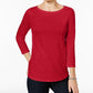 Charter Club Women's Petite Pima Cotton Button-Shoulder Top Red Size Petite
