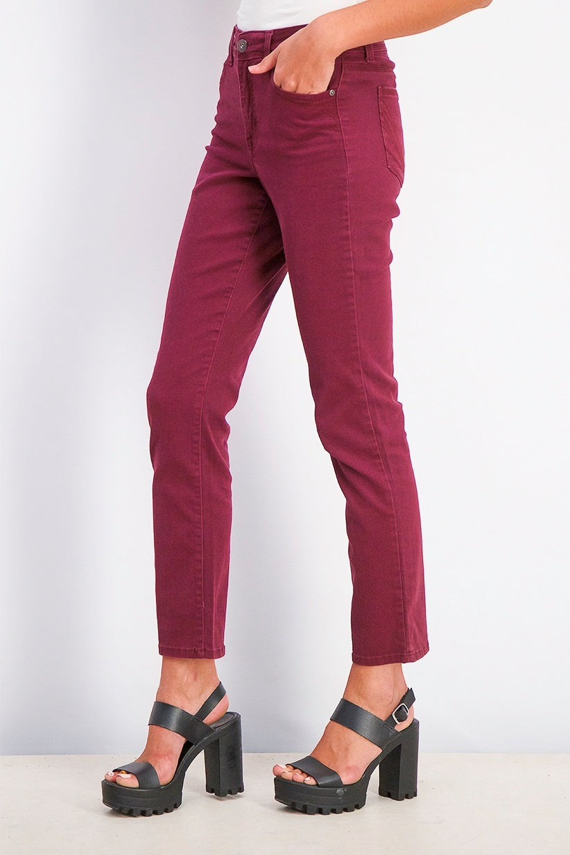 Style & Co Women's Tummy-Control Straight-Leg Fashion Jeans Red Size 14