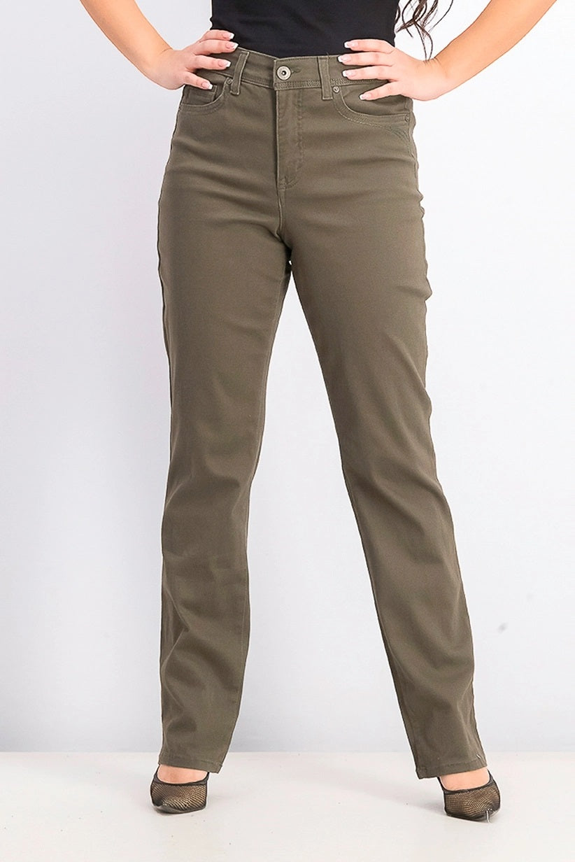 Style & Co Women's Tummy-Control Straight-Leg Fashion Jeans Green Size 16
