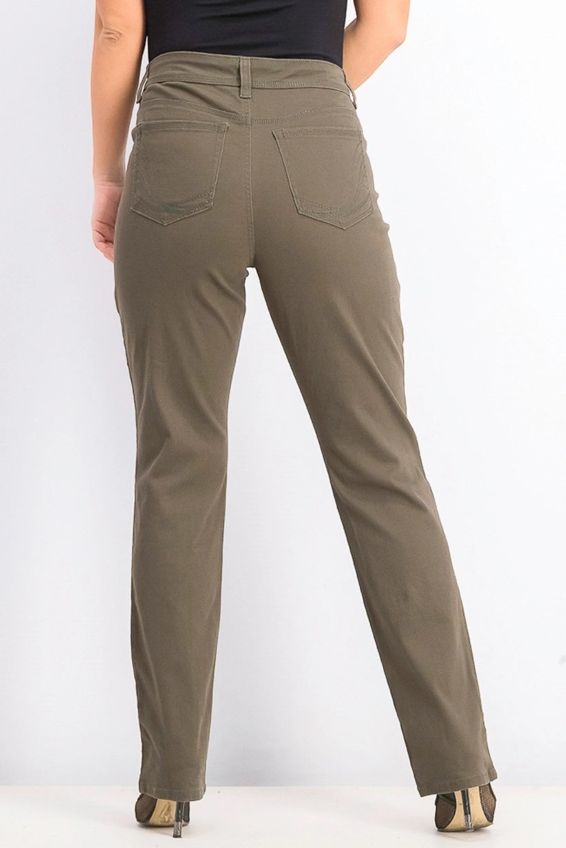 Style & Co Women's Tummy-Control Straight-Leg Fashion Jeans Green Size 14