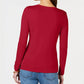 Charter Club Women's Pima Cotton Long-Sleeve Top Red Size Small