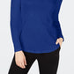 Charter Club Women's Cotton Mock-Neck Top Blue Size Medium