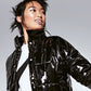 Kit & Sky Women's Faux-Leather Puffer Jacket Black Size Medium