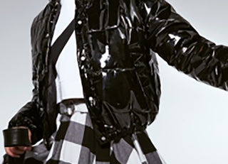 Kit & Sky Women's Faux-Leather Puffer Jacket Black Size Medium