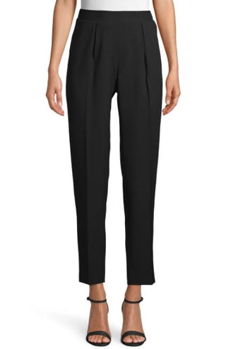 Anne Klein Women's Pleated High Rise Trouser Pants Black Size Medium