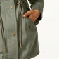 Style & Co Women's Cotton Hooded Utility Jacket Green Size Small