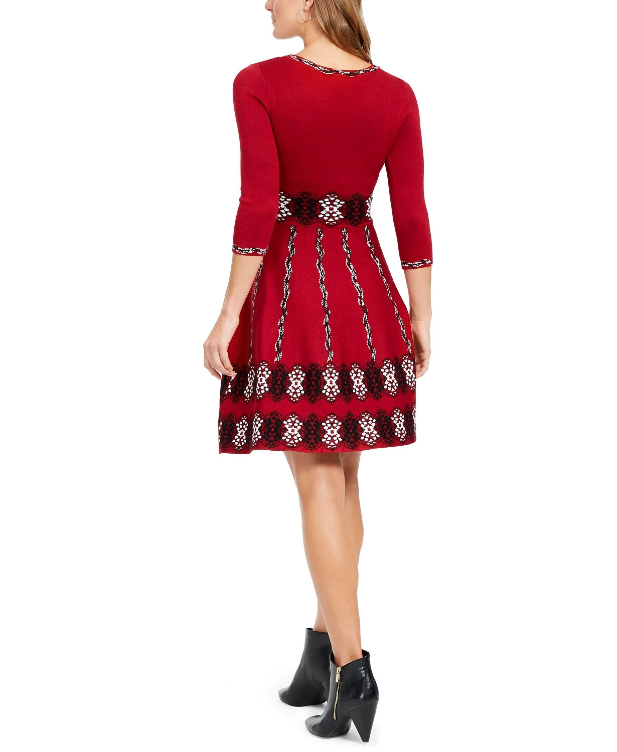 Taylor Women's Printed Sweater Dress Red Size X-Large