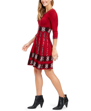 Taylor Women's Printed Sweater Dress Red Size X-Large