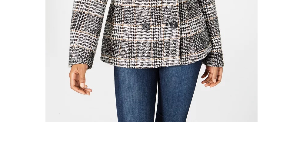 Maralyn & Me Juniors' Double-Breasted Peacoat Black Size Medium