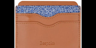 Bespoke Men's Floral & Nappa Leather Card Case Beige Size Regular