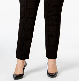 Alfani Women's Plus Hollywood Printed Skinny Pants Black Size 28W