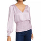 LEYDEN Wome's Smocked Surplice Top Purple Size Medium