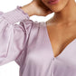 LEYDEN Wome's Smocked Surplice Top Purple Size Medium